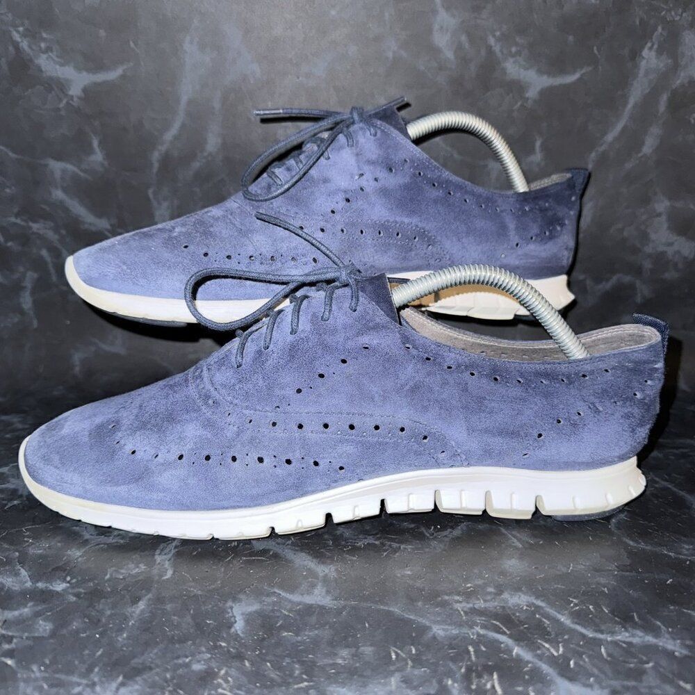 Cole Haan Zerogrand Suede Blue Wingtip Oxford Comfort Shoes Womens Size 11B - Picture 1 of 8